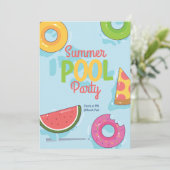 Summer Pool Party Einladung, Backyard Party Einladung (Stehend Vorderseite)