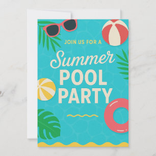 Summer Pool Party Einladung hell tropisch