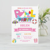Summer Pool Party Einladung Splash Girl (Stehend Vorderseite)