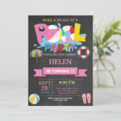 Summer Pool Party Einladung Splash Girl (Stehend Vorderseite)