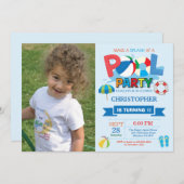 Summer Pool Party Einladung Splish Splash Boy (Vorne/Hinten)