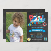 Summer Pool Party Einladung Splish Splash Boy (Vorne/Hinten)