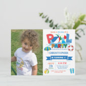 Summer Pool Party Einladung Splish Splash Boy (Stehend Vorderseite)