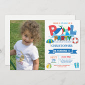 Summer Pool Party Einladung Splish Splash Boy (Vorne/Hinten)
