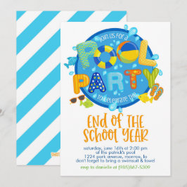 Summer Pool Party, Ende des Schuljahres Party Einladung
