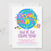 Summer Pool Party, Ende des Schuljahres Party Einladung (Vorderseite)