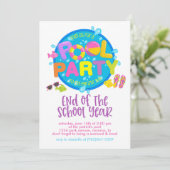 Summer Pool Party, Ende des Schuljahres Party Einladung (Stehend Vorderseite)