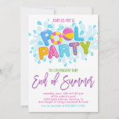 Summer Pool Party, Ende des Schuljahres Party Einladung (Vorderseite)