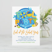 Summer Pool Party, Ende des Schuljahres Party Einladung (Stehend Vorderseite)