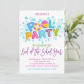 Summer Pool Party, Ende des Schuljahres Party Einladung (Stehend Vorderseite)