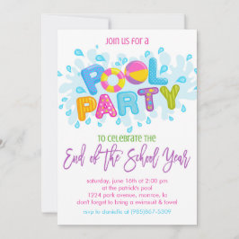 Summer Pool Party, Ende des Schuljahres Party Einladung
