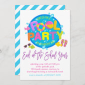Summer Pool Party, Ende des Schuljahres Party in Einladung (Vorne/Hinten)