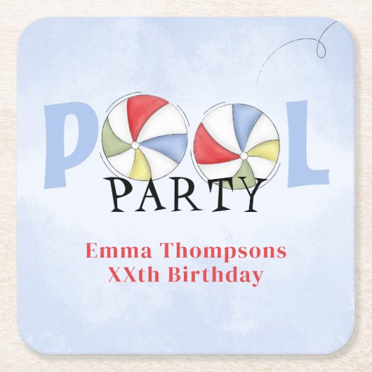 Summer Pool Party farbenfroher Strand Rechteckiger Pappuntersetzer (Vorderseite)