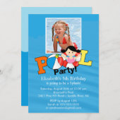 Summer POOL Party FOTO Geburtstag Einladung Girl (Vorne/Hinten)