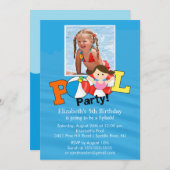 Summer POOL Party FOTO Geburtstag Einladung Mädche (Vorne/Hinten)