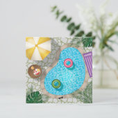 Summer Pool Party Garten Schwimmbad Geburtstag Einladung (Stehend Vorderseite)