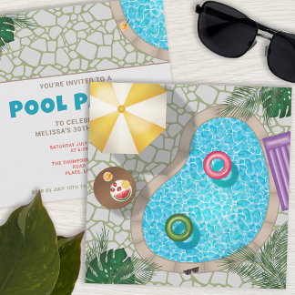 Summer Pool Party Garten Schwimmbad Geburtstag Einladung