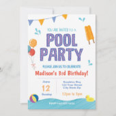 Summer Pool Party Geburtstag Einladung (Vorderseite)