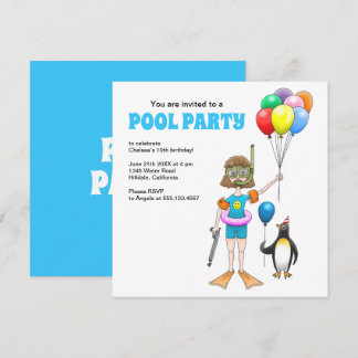 Summer Pool Party Geburtstag Einladung