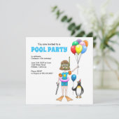 Summer Pool Party Geburtstag Einladung (Stehend Vorderseite)