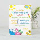Summer Pool Party Geburtstag Einladung (Stehend Vorderseite)