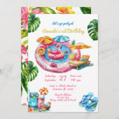 Summer Pool Party Geburtstag Einladung (Vorne/Hinten)