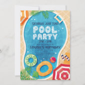 Summer Pool Party Geburtstag Einladung (Vorderseite)
