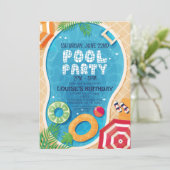Summer Pool Party Geburtstag Einladung (Stehend Vorderseite)