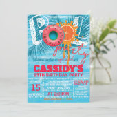 Summer Pool Party Geburtstag Einladung (Stehend Vorderseite)