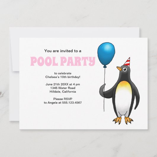 Summer Pool Party Geburtstag Einladung (Vorderseite)