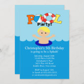 Summer POOL Party Geburtstag Einladung Boy (Vorne/Hinten)
