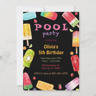 Summer Pool Party Geburtstag für Kinder Einladung