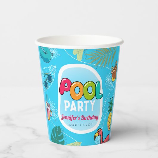 Summer Pool Party Geburtstag schwimmen Pappbecher (Rückseite)
