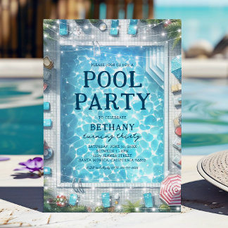 Summer Pool Party Geburtstagsparty Einladung