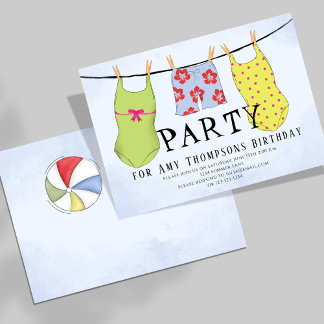 Summer Pool Party Geburtstagsspülung nach Maß Einladung