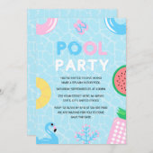 Summer Pool Party Gender Reveal Einladung (Vorne/Hinten)
