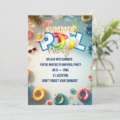  Summer Pool Party Invitation Einladung (Stehend Vorderseite)