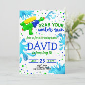 Summer Pool Party Junge Geburtstag Einladung (Stehend Vorderseite)