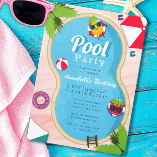 Summer Pool Party Kind zum Geburtstag Einladung