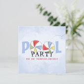 Summer Pool Party Niedlich Beach Balls Custom Karte (Stehend Vorderseite)