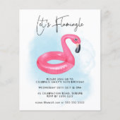 Summer Pool Party Pink Flamingo Teen Birthday Invi (Vorderseite)