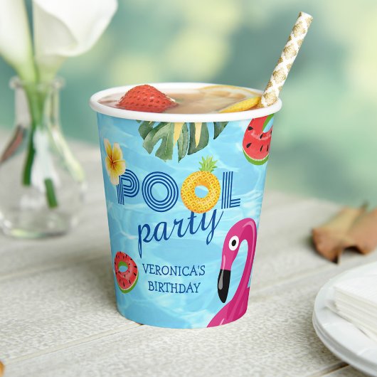 Summer Pool Party Schwimmen Wasser Geburtstag Pappbecher