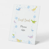 Summer Pool Party Shark Float Gästebuch Sockelschild (Vorderseite)