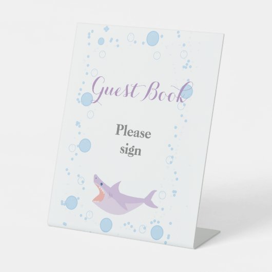 Summer Pool Party Shark Float Gästebuch Sockelschild (Vorderseite)