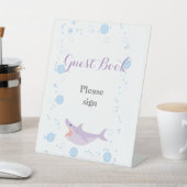 Summer Pool Party Shark Float Gästebuch Sockelschild (In SItu)