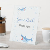 Summer Pool Party Shark Float Guest Book Geburtsta Sockelschild (In SItu)