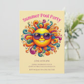 Summer Pool Party - Sonniges Lächeln Einladung (Stehend Vorderseite)