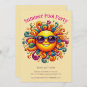 Summer Pool Party - Sonniges Lächeln Einladung (Vorne/Hinten)