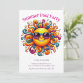 Summer Pool Party - Sonniges Lächeln Einladung (Stehend Vorderseite)