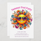 Summer Pool Party - Sonniges Lächeln Einladung (Vorne/Hinten)